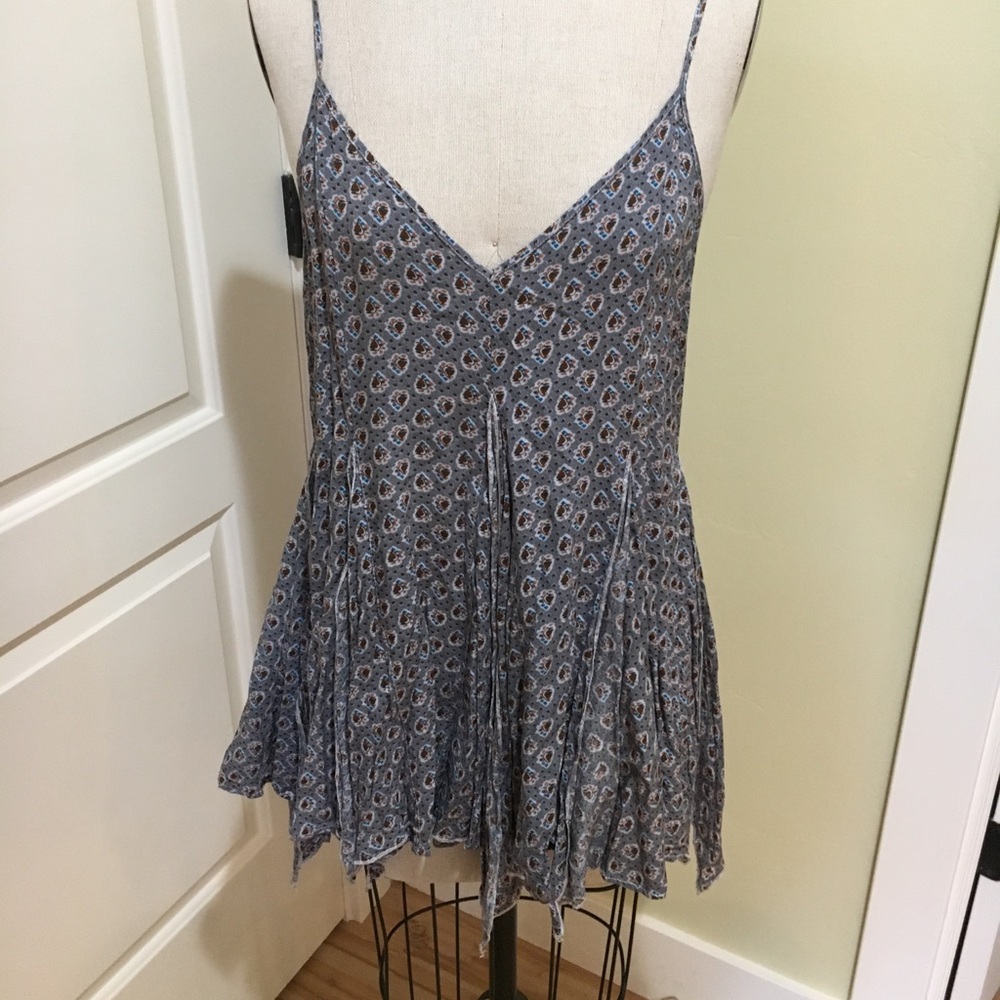 Spaghetti strap blue gray dress